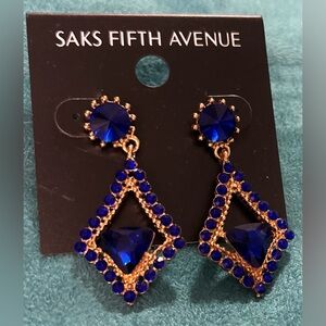 Saks Fifth Avenue Royal Blue and Gold Earrings